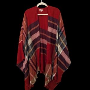 Red Plaid Poncho | Woven Heart | S/M
